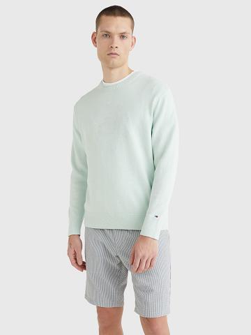 Férfi Tommy Hilfiger Solid rolled linen Pulóverek Menta | HU 958JPQ